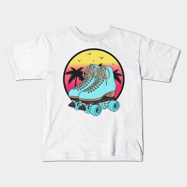 Retro roller skates Kids T-Shirt by Jasmwills